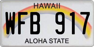 HI license plate WFB917