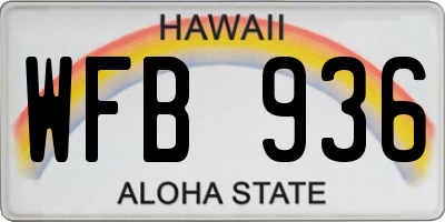 HI license plate WFB936