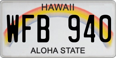 HI license plate WFB940