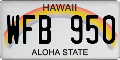 HI license plate WFB950