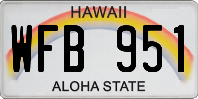 HI license plate WFB951