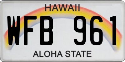 HI license plate WFB961