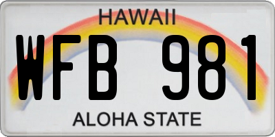 HI license plate WFB981