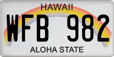 HI license plate WFB982