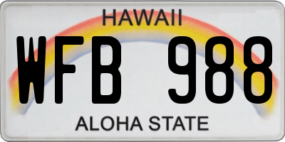 HI license plate WFB988