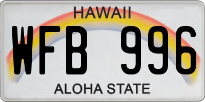 HI license plate WFB996