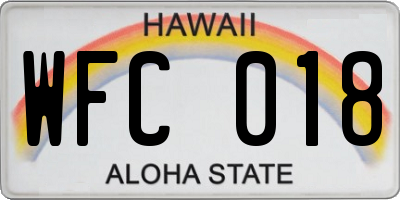 HI license plate WFC018