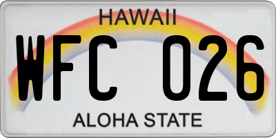 HI license plate WFC026