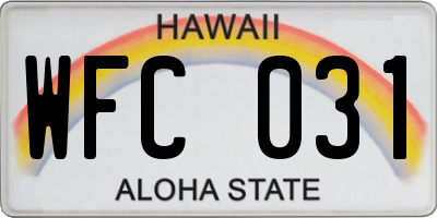 HI license plate WFC031