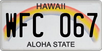 HI license plate WFC067