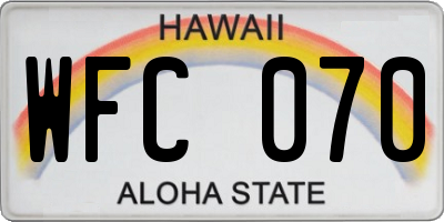 HI license plate WFC070