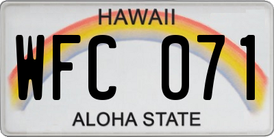 HI license plate WFC071