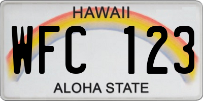 HI license plate WFC123