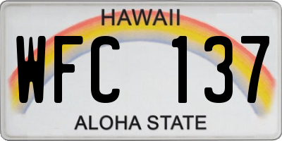 HI license plate WFC137