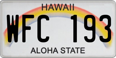 HI license plate WFC193