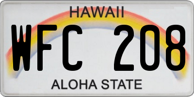 HI license plate WFC208