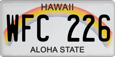 HI license plate WFC226