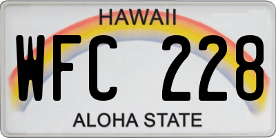 HI license plate WFC228