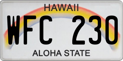HI license plate WFC230