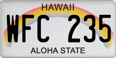 HI license plate WFC235