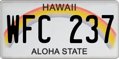 HI license plate WFC237