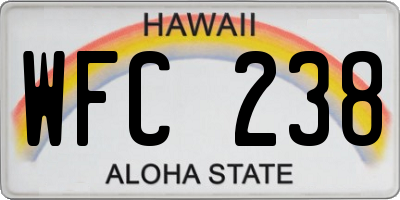 HI license plate WFC238