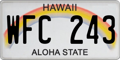 HI license plate WFC243