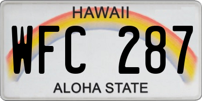 HI license plate WFC287