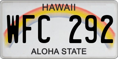 HI license plate WFC292