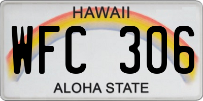 HI license plate WFC306