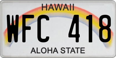 HI license plate WFC418