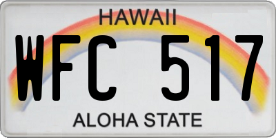 HI license plate WFC517