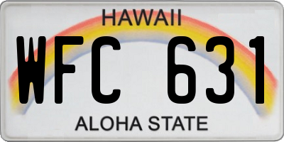 HI license plate WFC631