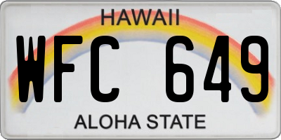 HI license plate WFC649