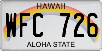 HI license plate WFC726
