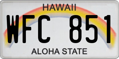 HI license plate WFC851
