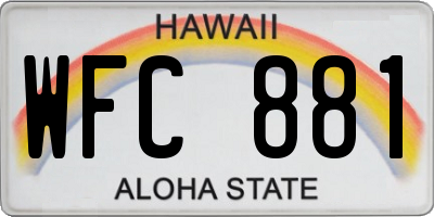 HI license plate WFC881