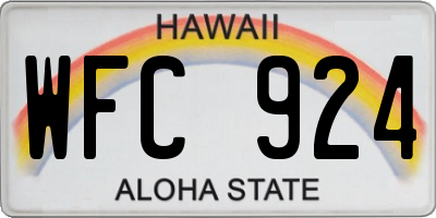 HI license plate WFC924