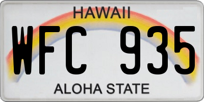 HI license plate WFC935
