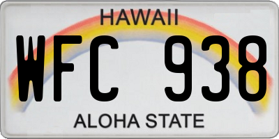 HI license plate WFC938