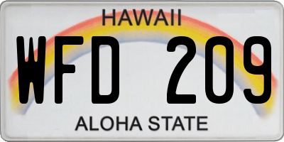 HI license plate WFD209