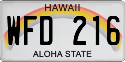 HI license plate WFD216