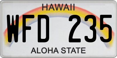 HI license plate WFD235