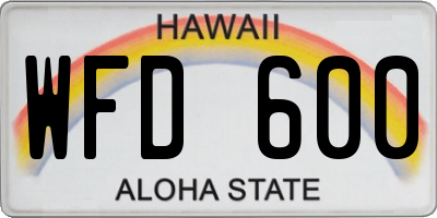 HI license plate WFD600