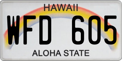HI license plate WFD605