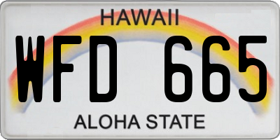 HI license plate WFD665