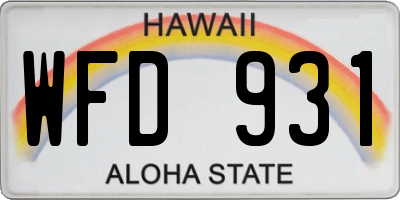 HI license plate WFD931