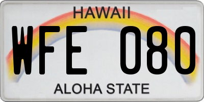 HI license plate WFE080