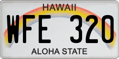 HI license plate WFE320