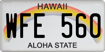 HI license plate WFE560